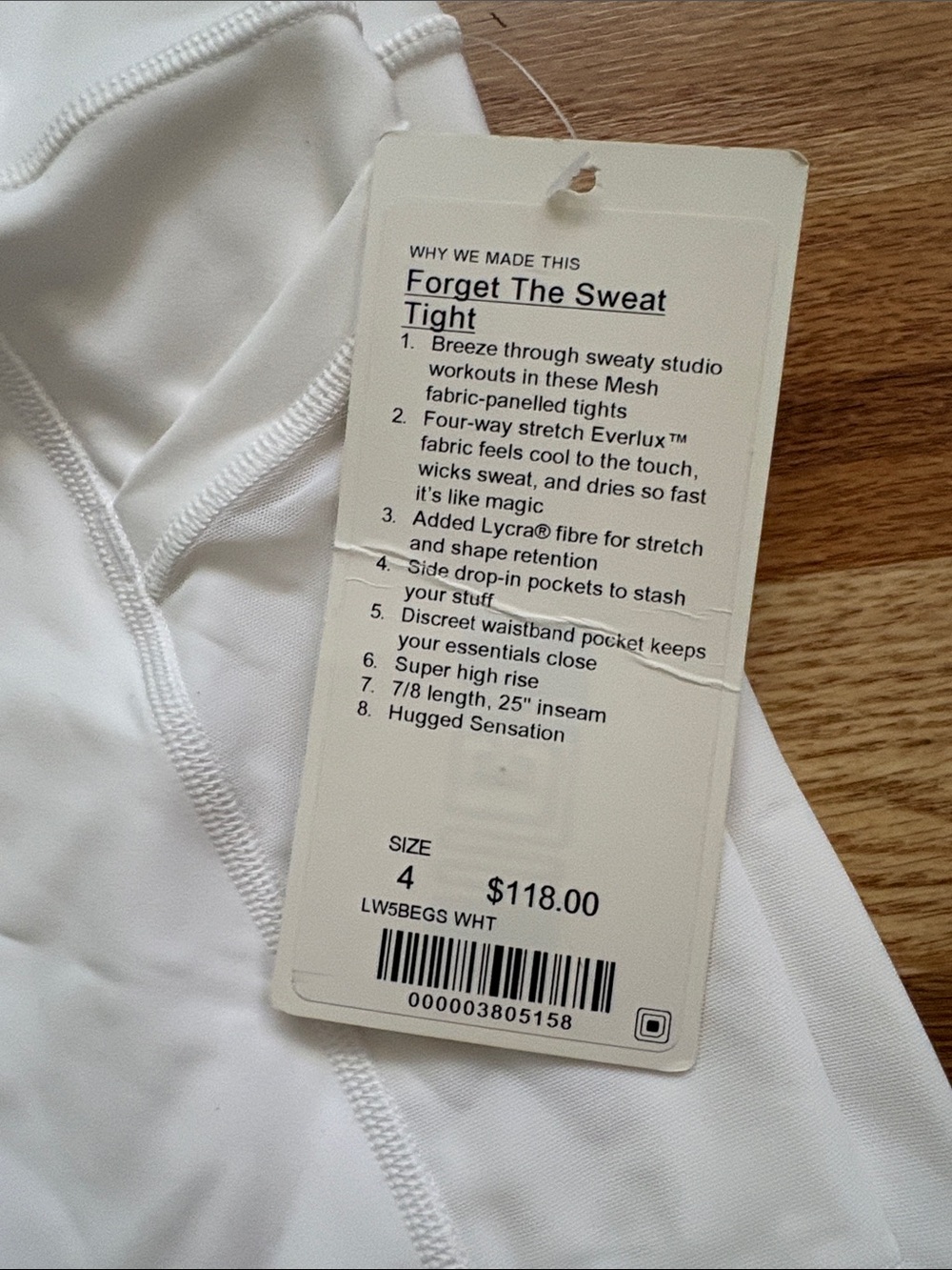NWT 4 Lululemon White Women's Mesh Panel Leggings - Picture 2 of 2